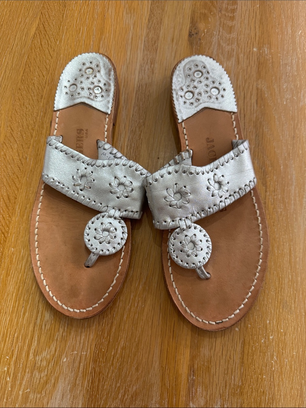 Jack Rogers Silver Leather sandals